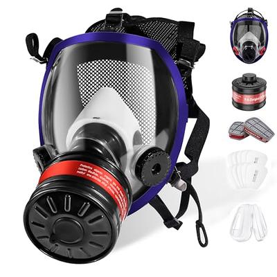 Full Face Organic Vapor Tactical Gas Mask and Survival Respirator with 40mm  P-D-1 Filter Pod