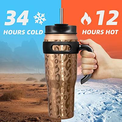  Meoky 32oz Tumbler with Handle, Stainless Steel Travel Mug with  2-in-1 Straw and Sip Lid, Vacuum Insulated Coffee Mug, 100% Leak Proof,  Keeps Cold for 24 Hours or Hot for 8