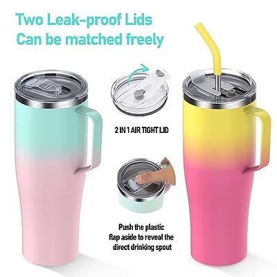 THILY 40 oz Insulated Tumbler with Handle - Stainless Steel Coffee Travel Mug with Lid and Straws, Keep Drinks Cold for 34 Hours or Hot for 12 Hours