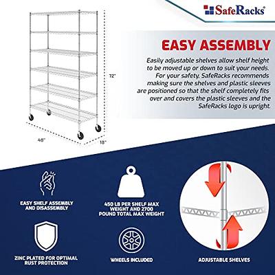 WDT 5 Tier Shelf Shelving Unit with Wheels,Adjustable Metal Shelves for  Storage, NSF Certified Wire Shelving Rack,1750Lbs Capacity Heavy Duty  Shelving