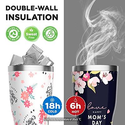 Mom Gifts from Son - 20oz Stainless Steel Insulated Blue Rose Mom