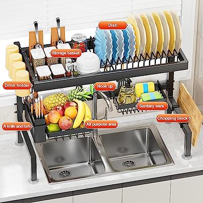 caktraie Expandable Dish Drying Rack - Collapsible Dish Rack, 2-Tier Dish  Drying Rack with a Large Capacity for Kitchen Counter with Utensil Holder