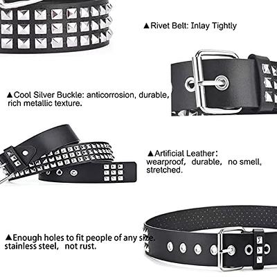 BLACK Leather Rivet & Grommet Belt