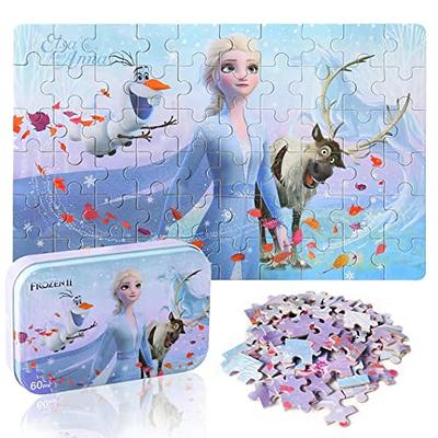 New 60pcs Wooden Jigsaw Puzzles Set for Kids Ages 4-8 The Pattern of  Dinosaur/Cinderella/Snow White with Iron Box Toddler Toy
