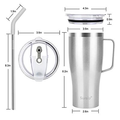 Sursip 32 oz Insulated Tumbler with Handle and Straw Lid, Vacuum Stainless  Steel Cup, Keep Drinks Cold/Hot, Dishwasher Safe, Fit in Car Holder, Travel  Coffee Mug for Home/Office/Camping (Flash Silver) - Yahoo