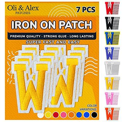 Oli and Alex Yellow Iron On Letters 2.4 inch - 7pcs of W Yellow
