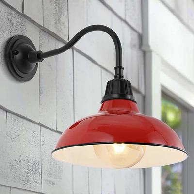 12.25 1-light Stanley Farmhouse Industrial Led Gooseneck Arm Outdoor  Sconce Green - Jonathan Y : Target