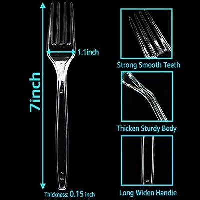 100 Count] Heavy Duty Clear Plastic Forks Disposable Plastic Fork