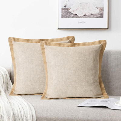  MIULEE Pack of 2 Beige Decorative Pillow Covers 20X20