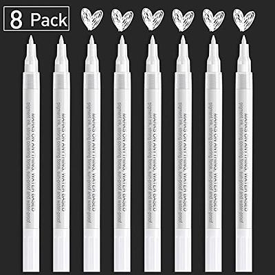 White Paint Pen Acrylic Marker: 8 Pack 0.7mm White Paint Marker for Metal,  Art, Wood, Black Paper, Plastic, Ceramic, Metallic, Rock Painting, Drawing,  Extra Fine Point, Ideal for Artist & Students 