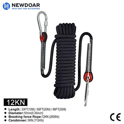 NewDoar Climbing Rope 8(5/16in),10mm (3/8in), High Strength Accessory Cord  Rope with 2 Steel Hooks, for Outdoor Rescue Rappelling Rope Down Cliffs  ledges Safety Escape Tow Strap Equipment(Black) - Yahoo Shopping