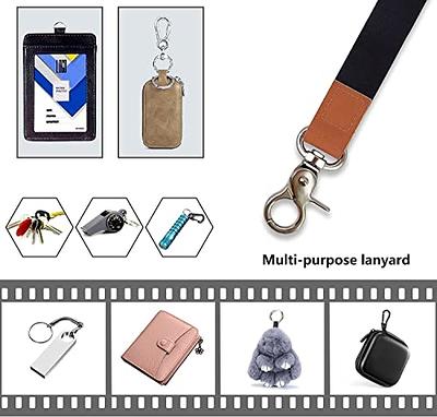 HONZUEN Long Neck Lanyard Leather Keychains with Metal Clasp, Sturdy  Durable Women Men Id Badge Lanyard, Neck Lanyard Strap Ideal for Car Keys,  Card