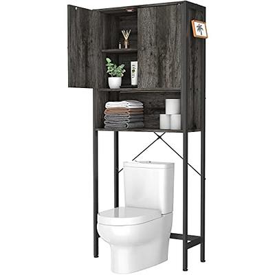 VECELO Bathroom Storage Cabinet with Toilet Paper Holder, 3-Tier Open  Shelves Bathroom Organizer with for Small Spaces, Brown