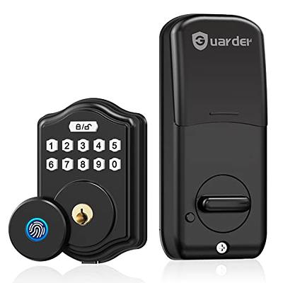 Fingerprint Front Door Lock Set with Deadbolt, Guarder Electronic Deadbolt  Lock for Door,Keyless Entry Door Lock with Code/Fingerprint/Key, IP65 Alloy