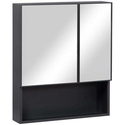 Basicwise Bathroom Mirrored Storage Cabinet, 23.75 W x 6.25 D x 30 H, 2  Adjustable Shelves Medicine Organizer Furniture, Black QI004506.BK - The  Home Depot