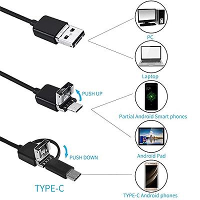 USB C Endoscope for OTG Android Phone, Computer, 5.5 mm Borescope  Inspection Snake Camera Waterproof, 16.4 Ft Semi-Rigid Cord with 6 LED  Lights