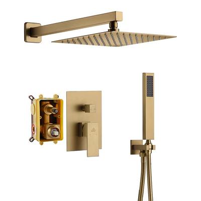 CASAINC 1-Spray Patterns with 10 in. Wall Mount Dual Shower Heads with Hand  Shower Faucet in Brushed Gold (Valve Included) - Yahoo Shopping