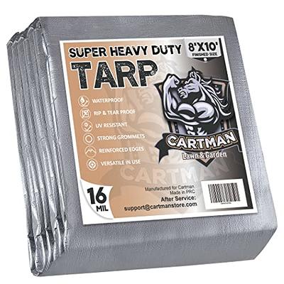 10' x 12' Super Heavy Duty 16 Mil Brown Poly Tarp Cover - Thick Waterproof,  UV Resistant, Rip and Tear Proof Tarpaulin with Grommets and Reinforced