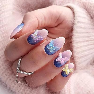 10pcs Shiny Colorful Crystal Butterfly Nail Charms 3D Glitter