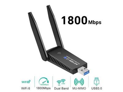 1800Mbps WiFi 6 USB Adapter 5G/2.4GHz USB3.0 Wi-fi Dongle Wireless 802.11ax  Network Card High Gain Antenna Windows 10 11