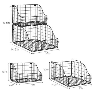 X-cosrack Stackable Wire Baskets for Pantry Storage and Organization,Food  Packet Organizer with Removable Dividers,Multifunctional Pantry Baskets for