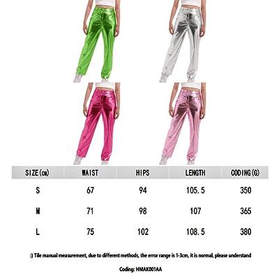  Women Shiny Pants Loose High Waist Metallic Trousers Dance  Performance Hip Hop Pants Streetwear Joggers,Pink,L : Clothing, Shoes &  Jewelry