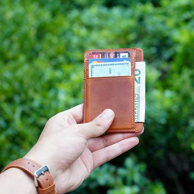 Personalized Leather Vertical Wallet Gift / Brown Leather Card 