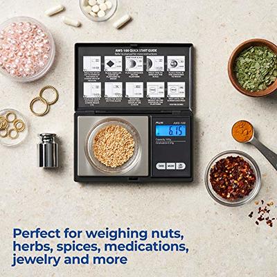 Series Digital Pocket Weight Scale, Stainless-Steel Backlit LCD 100g x 0.01g, (Black), AWS-100-Black - American Weigh Scales