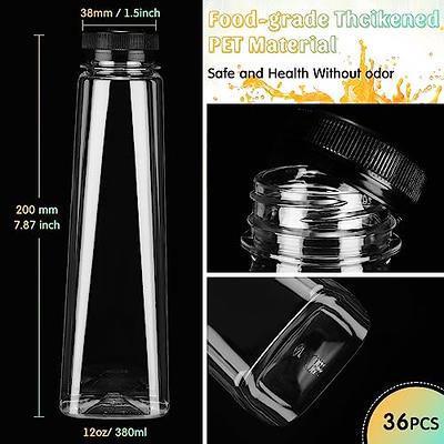 5 Pcs 5 oz Plastic Juice Bottle Reusable Transparent Bulk Beverage  Containers for Juice, Milk And Other With Black Lids