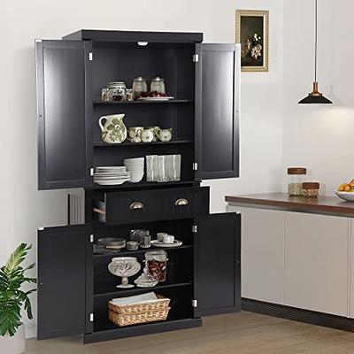  LOUVIXA Kitchen Pantry Storage Cabinet, Microwave