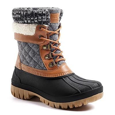  Alicegana Womens Winter Snow Boots for Women Waterproof Warm  Fur Lining Mid Calf Boots with Zipper Comfortable Outdoor Shoes