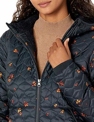 Essentials Women's Lightweight Water-Resistant Sherpa-Lined Hooded  Puffer