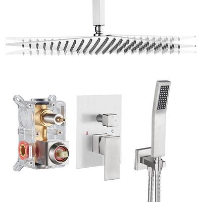 Miscool Rainfall 1-Handle 1-Spray 10 in. Square High Pressure Shower Faucet in Brushed Nickel (Valve Included)