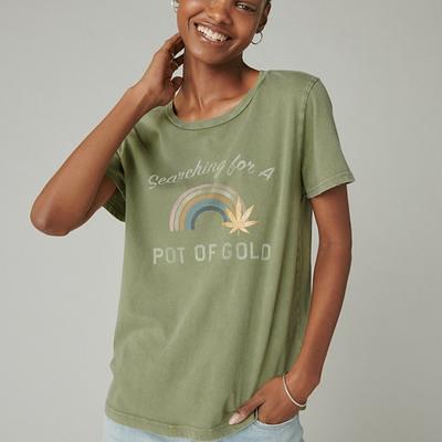 Lucky Brand Pot Of Gold Crew Tee - Women's Clothing Tops Shirts Tee Graphic T  Shirts in Four Leaf Clover, Size M - Yahoo Shopping
