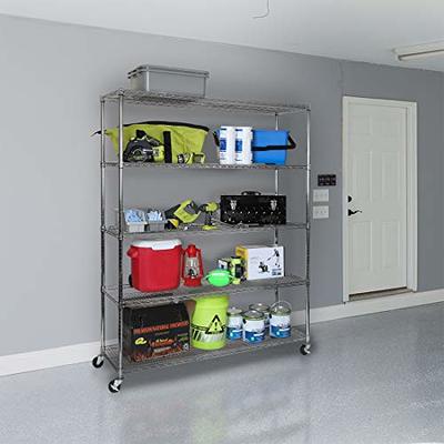 Seville Classics UltraDurable Heavy Duty NSF Solid Steel Wire Rack Storage  Unit, Organizer for Garage, Warehouse, Office, Restaurant, Classroom,  Kitchen, Silver, 5-Tier Shelving, 36 W x 14 D