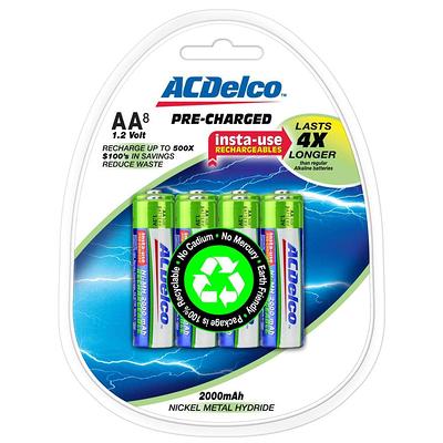 Basics 8-Pack Rechargeable AA NiMH Batteries, 2000 mAh, Recharge up  to 1000x Times, Pre-Charged