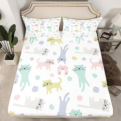 4PCS Dog Bed Sheets Queen Size Puppy Pattern Bedding Sheet Set Pillowcases  Kids