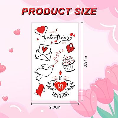 75Pcs Valentine's Day Temporary Tattoos for Women Kids, 12 Sheets