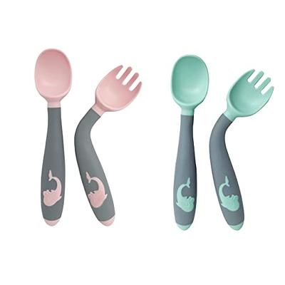 HIWOOD Baby Self Feeding Training Spoon and Fork Set with Travel Case,  BPA-Free Cute Circle Toddler Training Utensils, Silicone/ABS Great  Tableware Set Spoons Fork for Kids(Light Blue) - Yahoo Shopping