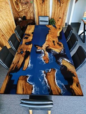 Multi Color Epoxy Resin Dining Table Acacia Wood Countertop Desk