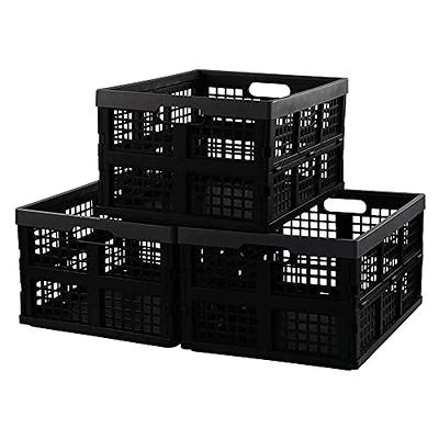 19 Qt. Plastic Stackable Storage Bins for Pantry in Black (4-Pack)