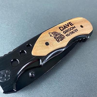 Bachelor Party Favors, Engraved Gun Knife, Gun Pocket Knife