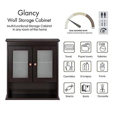 Spirich Bathroom Wall Cabinet with Glass Doors, Small Hanging Medicine  Cabinet Wall Mounted, Wood Wall Storage Organizer Space Saver, Espresso -  Yahoo Shopping