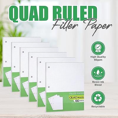 Five Star Reinforced Insertable Notebook Paper, Graph Ruled, 8 1/2 x 11,  75 Sheets/Pack, 3 Pack, Filler Paper