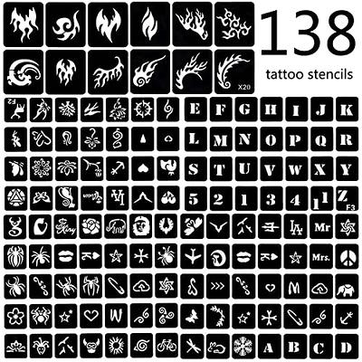 Temporary Tattoo Markers for Skin,10 Body Markers + 80 Large Tattoo  Stencils for Kids and Adults,Tattoo Stencils of Assorted Colors for kids  and