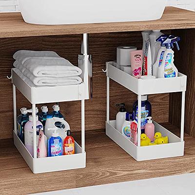 Simplehouseware 2 Tier Bathroom Organizer Tray Pull-Out Sliding Drawer/Under-Sink Storage, Grey