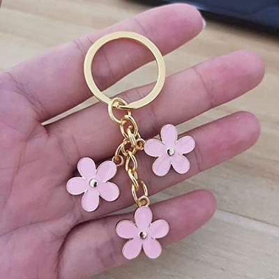 Flower Bag Charms Enameled Keychain for Women Girls 2Pcs Cute