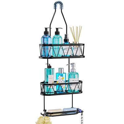 Dyiom Shower Caddy Over Shower Head, Rustproof & Waterproof Shower Shelf with 4 Movable Hooks, in Black