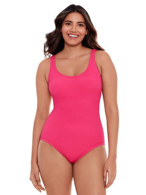 Plus Size Women's Zip-Front One-Piece with Tummy Control by Swim 365 in  Black White Blue Sea (Size 20) Swimsuit - Yahoo Shopping