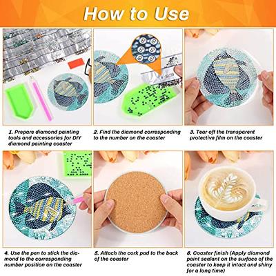 Billbotk Diamond Painting Coasters Kit 8 Pieces Mandala with Holder DIY Art for Beginners Kids Mandala Style A